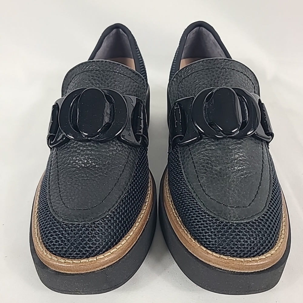 NEW Dolce Vita Sandey Black Slip On Chunky Block Heel Dress Loafers Shoes Sz 6 - Picture 2 of 8